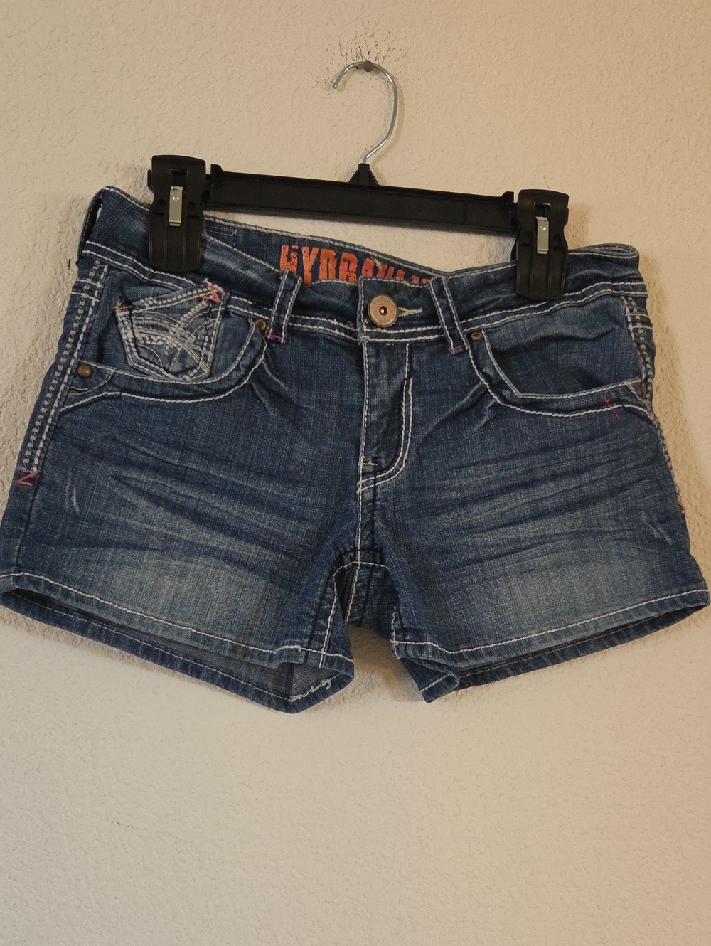 Hydraulic Women's Blue Washed Distressed Denim Shorts